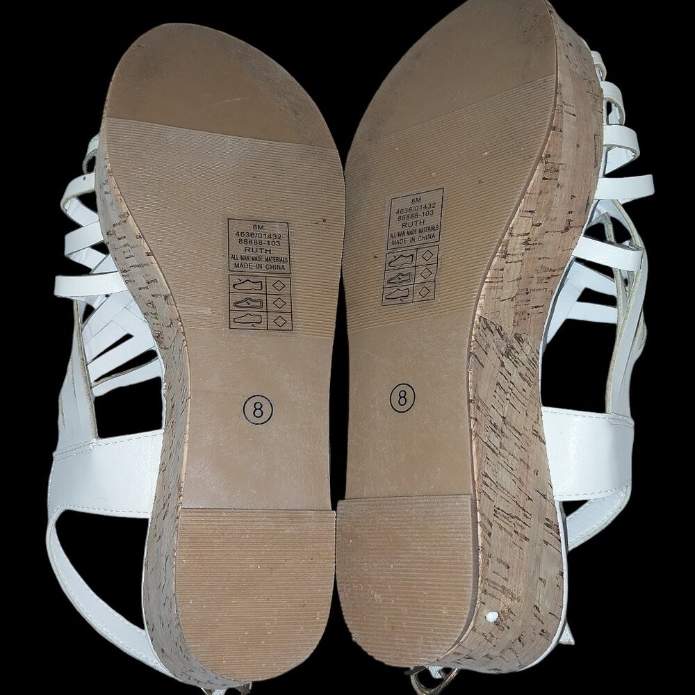 Pierre Dumas White Strappy Sandal New Cork Sole size 8M Spring, Summer - Picture 3 of 4